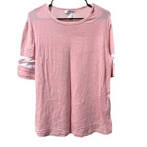 SWS Peach t-shirt w/white stripes on sleeves - Size M